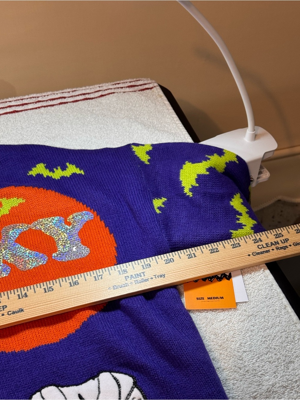 Peanuts Snoopy Crewneck Spooky Halloween Sweater in Purple, Orange & Lime - Picture 8 of 11